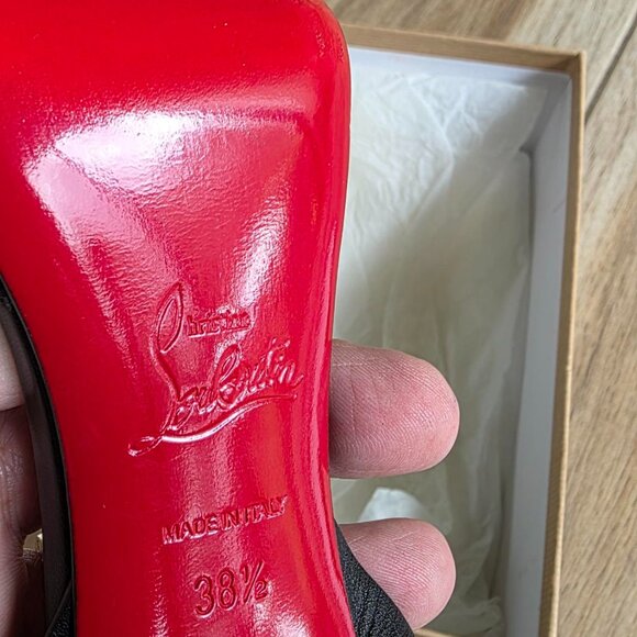 Christian Louboutin Pumpaclou 100 Black Leather Ankle Strap Pumps Eur. 38.5 - Picture 12 of 12